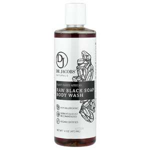 Dr. Jacobs Naturals, Африканское необработанное черное мыло для душа для тела на растительной основе, 473 мл (16 унций)