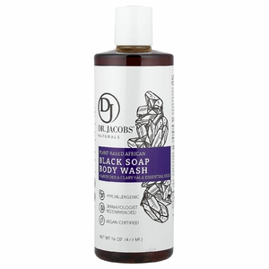 Dr. Jacobs Naturals, Африканское черное мыло для душа на растительной основе, эфирные масла лаванды и мускатного шалфея, 473 мл (16 унций)