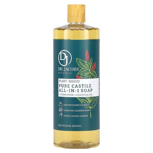 Dr. Jacobs Naturals, Чистое кастильское универсальное мыло на растительной основе, эфирное масло перечной мяты, 946 мл (32 унции)