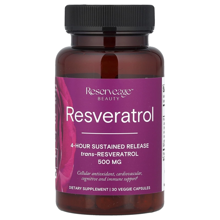 Reserveage Beauty, Ресвератрол, транс-ресвератрол, 500 мг, 30 растительных капсул