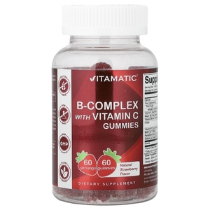Vitamatic, комплекс витаминов группы B с витамином C, натуральный клубничный вкус, 60 жевательных таблеток