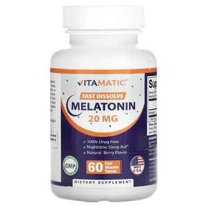 Vitamatic, Быстрорастворимый мелатонин, 20 мг, 60 быстрорастворимых таблеток