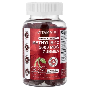 Vitamatic, метилкобаламин B12, со вкусом натуральной вишни, 120 жевательных таблеток (2500 мкг в 1 жевательной таблетке)