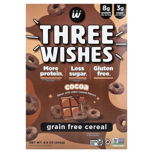 Three Wishes, беззерновые хлопья, с какао, 245 г (8,6 унции)