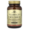 Solgar, витамин D3, 25 мкг (1000 МЕ), 100 мягких таблеток