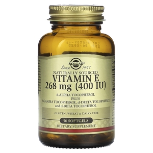 Solgar, Натуральный витамин E, 268 мг (400 МЕ), 50 мягких таблеток