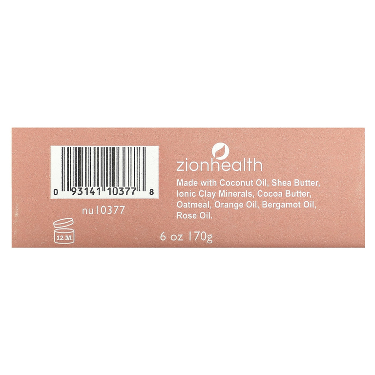 Zion Health, Кусковое мыло с бергамотом и розой Ancient Clay, 170 г (6 унций)