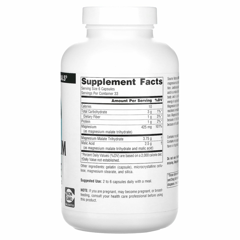 Source Naturals, малат магния, 3750 мг, 200 капсул (625 мг в 1 капсуле)