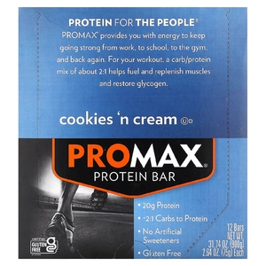 NuGo Nutrition, ProMax Protein Bar, протеиновый батончик, печенье и крем, 12 батончиков по 75 г (2,64 унции)