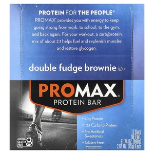 NuGo Nutrition, ProMax® Protein Bar, двойной брауни Fudge, 12 батончиков, 75 г (2,64 унции)