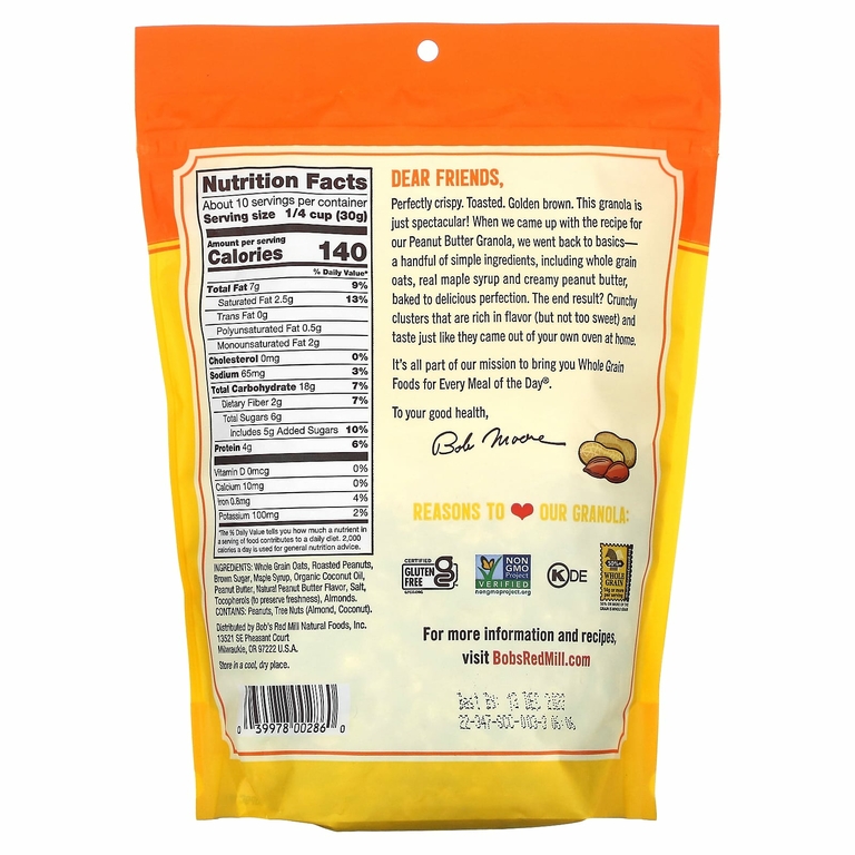 Bob's Red Mill, Homestyle Granola, арахисовая паста, 312 г (11 унций)