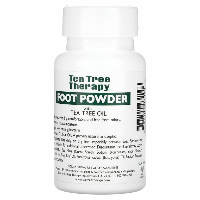 Tea Tree Therapy, Антисептическая пудра для ног с маслом чайного дерева, без запаха, 85 г (3 унции)