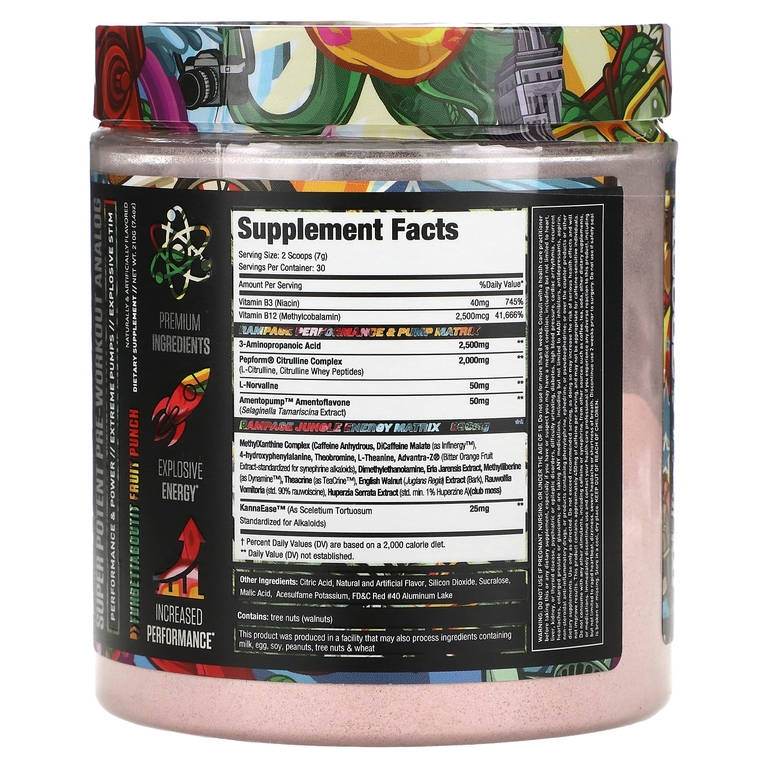 MuscleSport, Rhino Rampage, суперсильный аналог перед тренировкой, Fuhgettaboutit Fruit Punch, 210 г (7,4 унции)