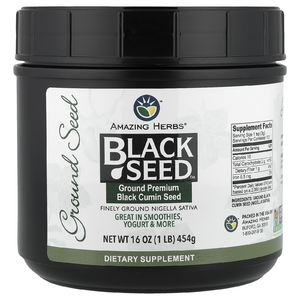 Amazing Herbs, Black Seed™, молотые семена черного тмина премиального качества, 454 г (1 фунт)