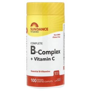 Sundance Vitamins, Полный комплекс витаминов группы B + витамин C, 100 капсул в веганской оболочке
