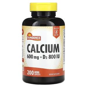 Sundance Vitamins, кальций с витамином D3, 200 капсул, покрытых оболочкой
