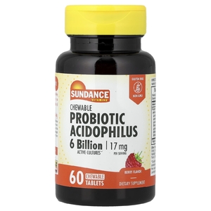 Sundance Vitamins, ацидофильные пробиотики, жевательные, с ягодным вкусом, 60 жевательных таблеток (8,5 мг в 1 таблетке)