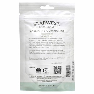 Starwest Botanicals, Органические красные бутоны и лепестки роз, 13,9 г (0,49 унции)