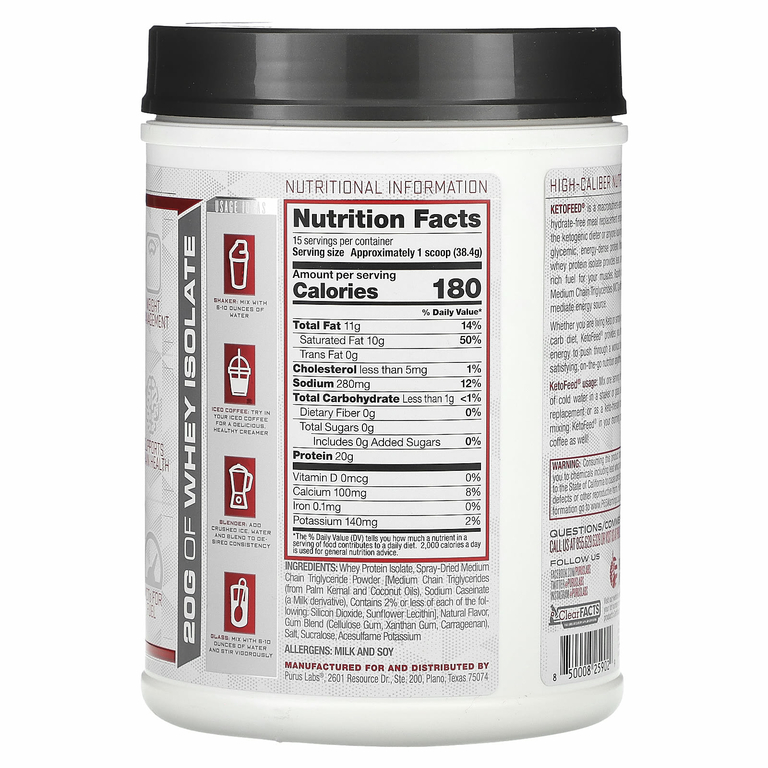 Purus Labs, KetoFeed, пирог с овсянкой и кремом, 576 г (1,3 фунта) (Товар снят с продажи) 