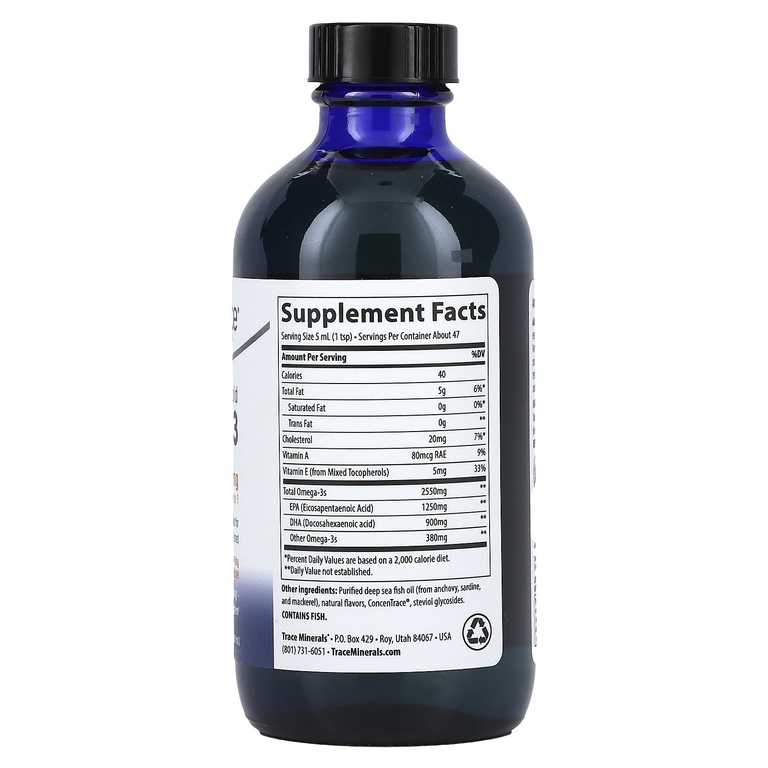 Trace Minerals ®, Жидкая омега-3 для взрослых, апельсин, 2550 мг, 237 мл (8 жидк. унц.)