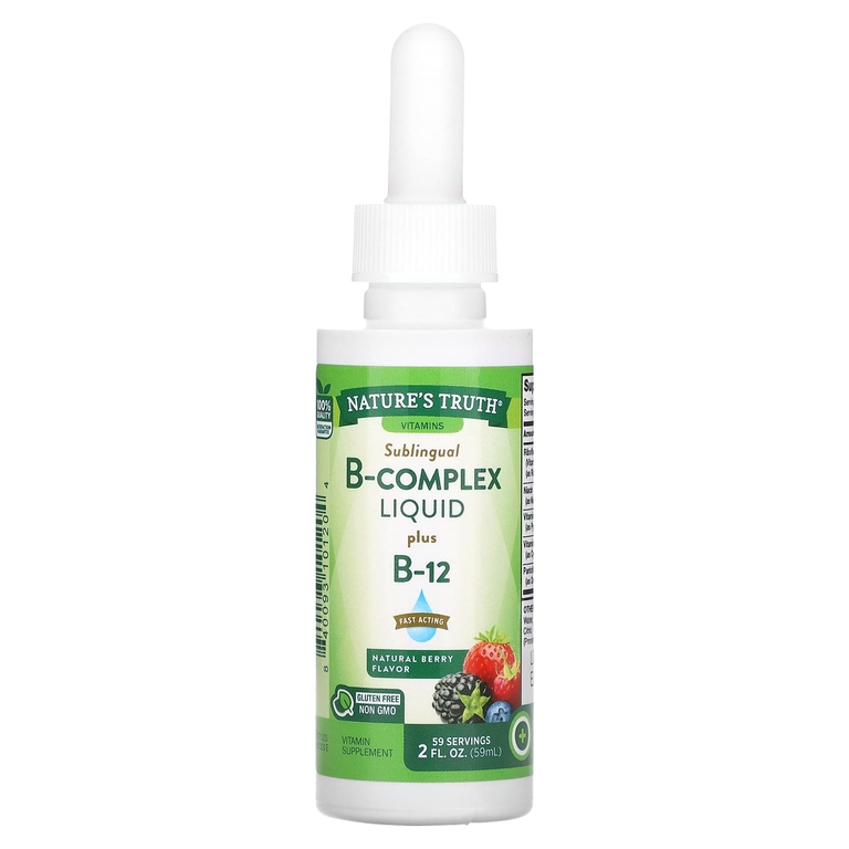 Nature's Truth, Vitamins, жидкий сублингвальный комплекс витаминов группы B и витамин B12, натуральные ягоды, 59 мл (2 жидк. унц.)