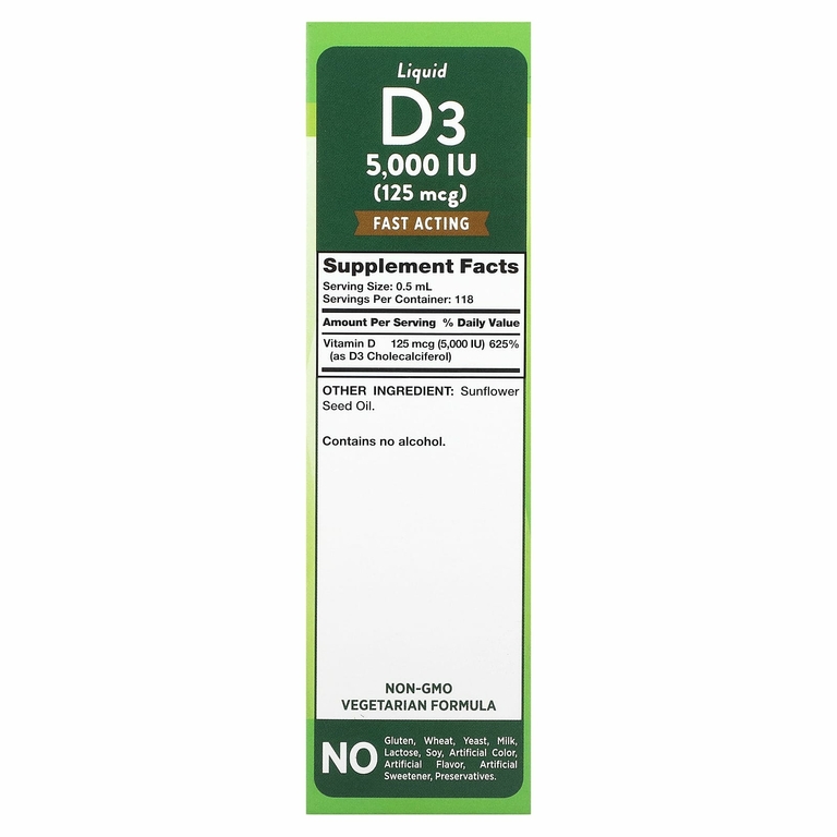 Nature's Truth, Vitamins, жидкий D3, 125 мкг (5000 МЕ), 59 мл (2 жидк. унц.)