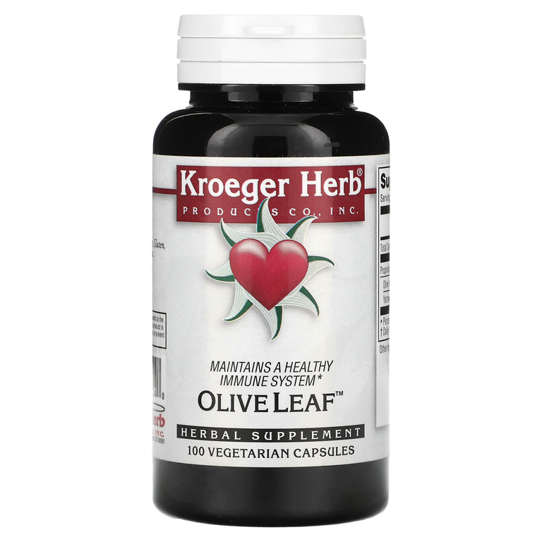 Kroeger Herb Co, Листья оливкового дерева, 100 вегетарианских капсул