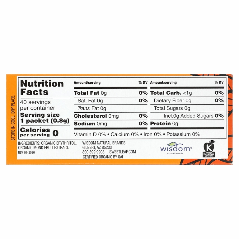 Wisdom Natural, SweetLeaf, органический подсластитель из архата, в гранулах, 40 пакетиков по 0,8 г (0,28 унции)