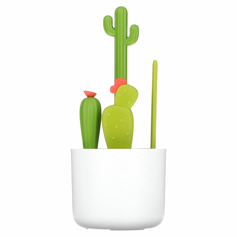 Boon, Cacti, набор щеток для чистки бутылочек, 4 щетки и 1 ваза