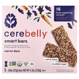 Cerebelly, Smart Bars, органические батончики для малышей, с морковным фиником, 5 батончиков, по 24 г (0,84 унции)