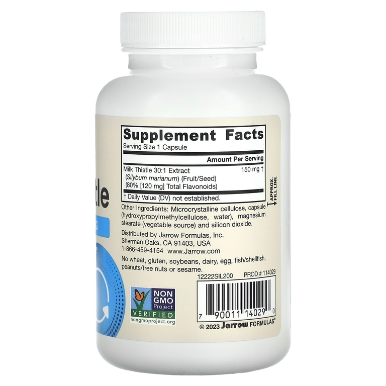 Jarrow Formulas, Стандартизированный расторопша, 150 мг, 200 вегетарианских капсул