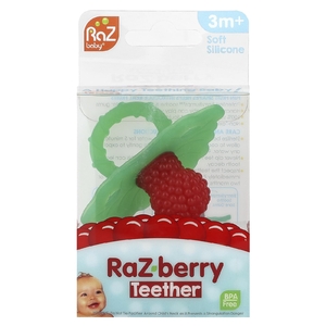 RaZbaby, RaZ-berry, прорезыватель для зубов, для детей от 3 месяцев, зеленый/красный, 1 шт.