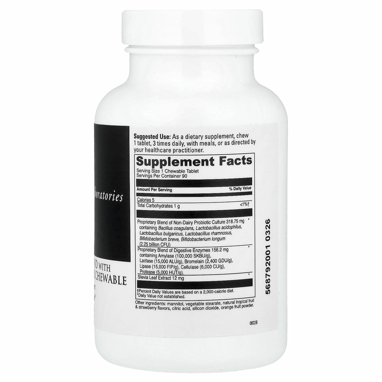 DaVinci Laboratories, Mega Probiotic ™ ND с пищеварительными ферментами, жевательные таблетки, 90 жевательных таблеток