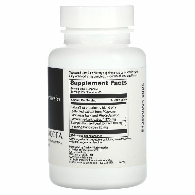 DaVinci Laboratories, Relora с бакопой, 60 капсул