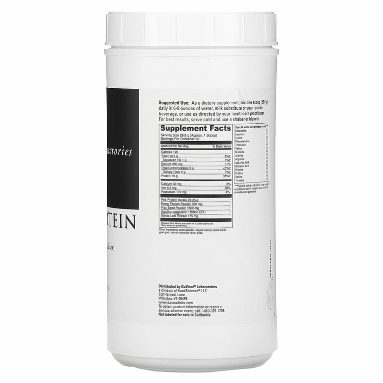 DaVinci Laboratories, Vegan Protein, сливочный шоколад, 894 г (31,54 унции)