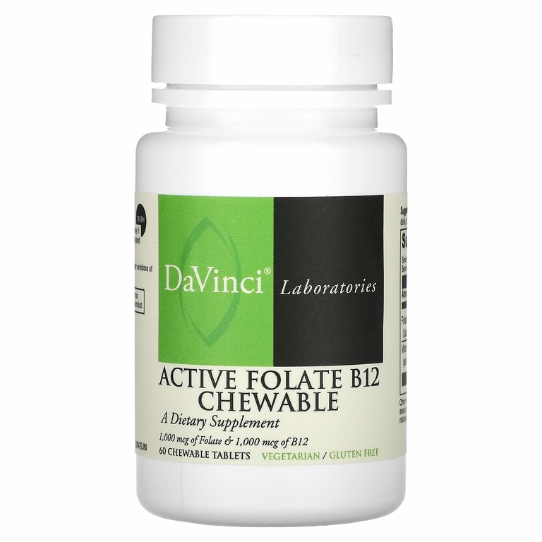 DaVinci Laboratories of Vermont, Активный фолат B12, жевательные таблетки, 60 жевательных таблеток