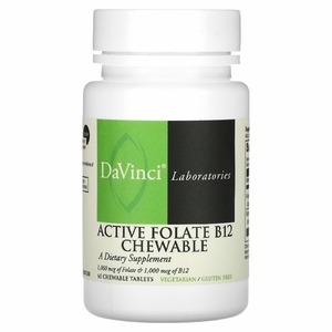 DaVinci Laboratories of Vermont, Активный фолат B12, жевательные таблетки, 60 жевательных таблеток