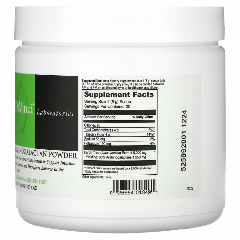 DaVinci Laboratories, Арабиногалактан в порошке, 100 г (3,53 унции)