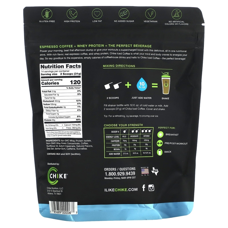 Chike Nutrition, Холодный кофе с высоким содержанием протеина, оригинальный, 427 г (15,1 унции)