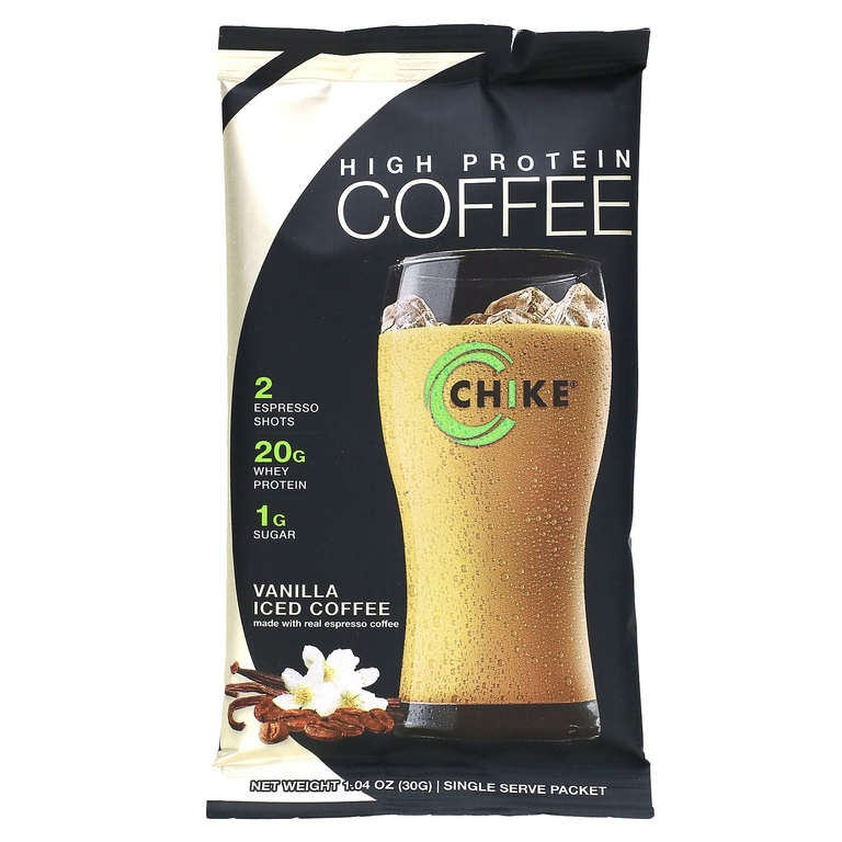 Chike Nutrition, Кофе со льдом с высоким содержанием протеина, ваниль, 12 пакетиков по 30 г (1,04 унции)
