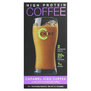Chike Nutrition, Кофе со льдом с высоким содержанием протеина, карамель, 12 пакетиков по 30 г (1,06 унции)