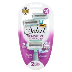 BIC, Soleil Sensitive Advanced, одноразовые бритвенные станки, 2 шт.