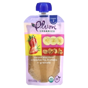 Plum Organics, Органическое детское питание, от 6 месяцев, клубника, банан и гранола, 99 г (3,5 унции) (Товар снят с продажи) 
