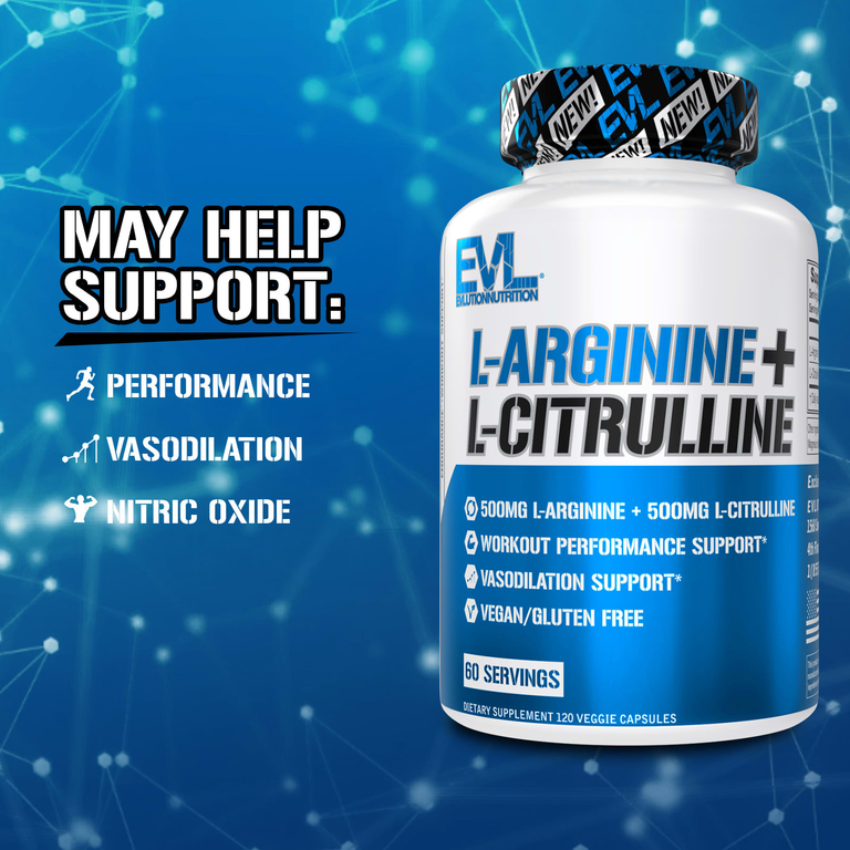 EVLution Nutrition, L-аргинин + L-цитруллин`` 120 растительных капсул