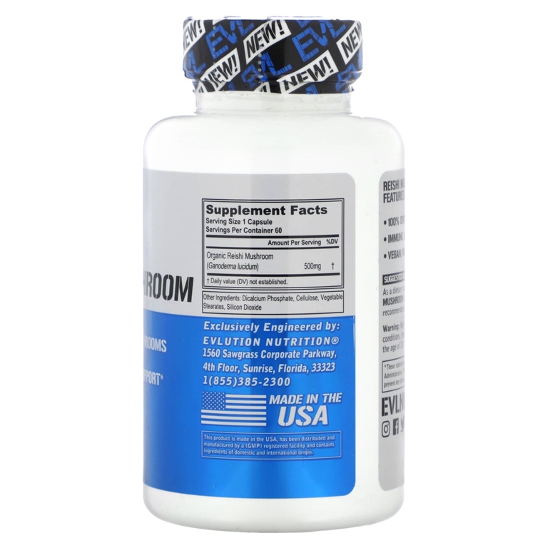 EVLution Nutrition, Гриб рейши, 60 растительных капсул