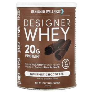 Designer Wellness, Designer Whey, натуральный 100%-ный сывороточный протеин в порошке, изысканный шоколад, 340 г (12 унций)