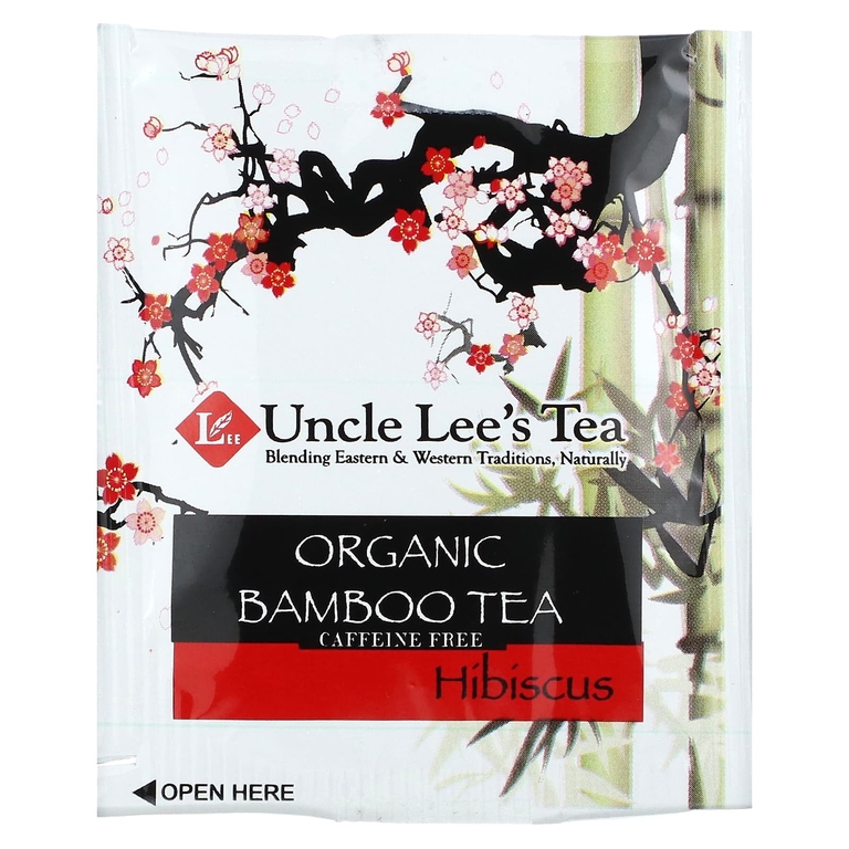 Uncle Lee's Tea, Органический бамбуковый чай, гибискус, без кофеина, 18 чайных пакетиков, 28,8 г (1,02 унции)