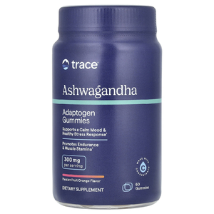 Trace Minerals ®, Ashwagandha Adaptogen Gummies, маракуйя и апельсин, 60 жевательных таблеток