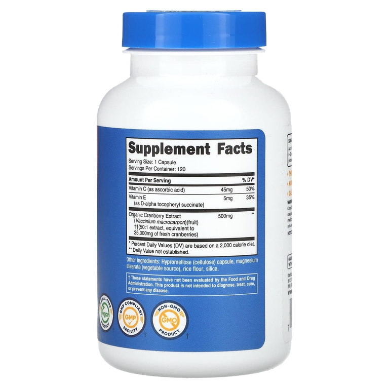 Nutricost, Клюква с витаминами C и E, 120 капсул (Товар снят с продажи) 