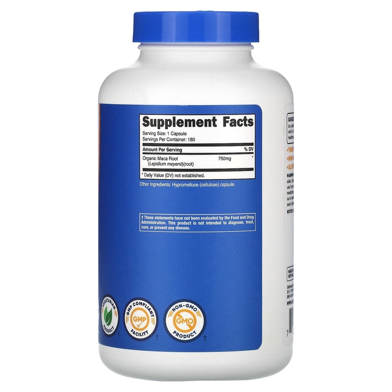 Nutricost, Корень маки, 750 мг, 180 капсул